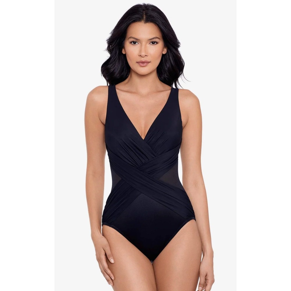 Miraclesuit Crossover One Piece Swimsuit 10β Black Slimming 6516689